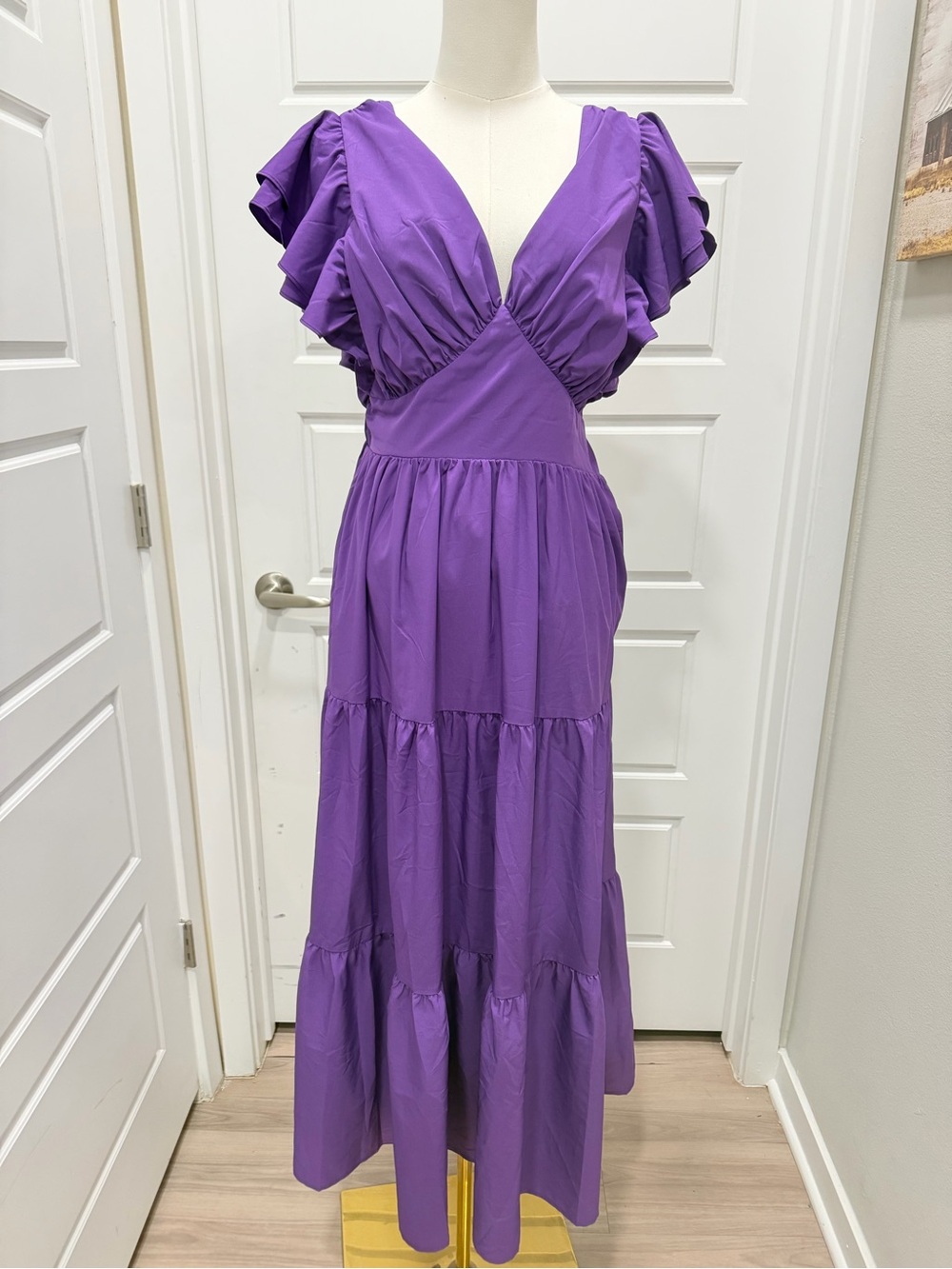 English Factory Women’s Purple Ruffle-Tiered Midi Dress - Picture 4 of 14